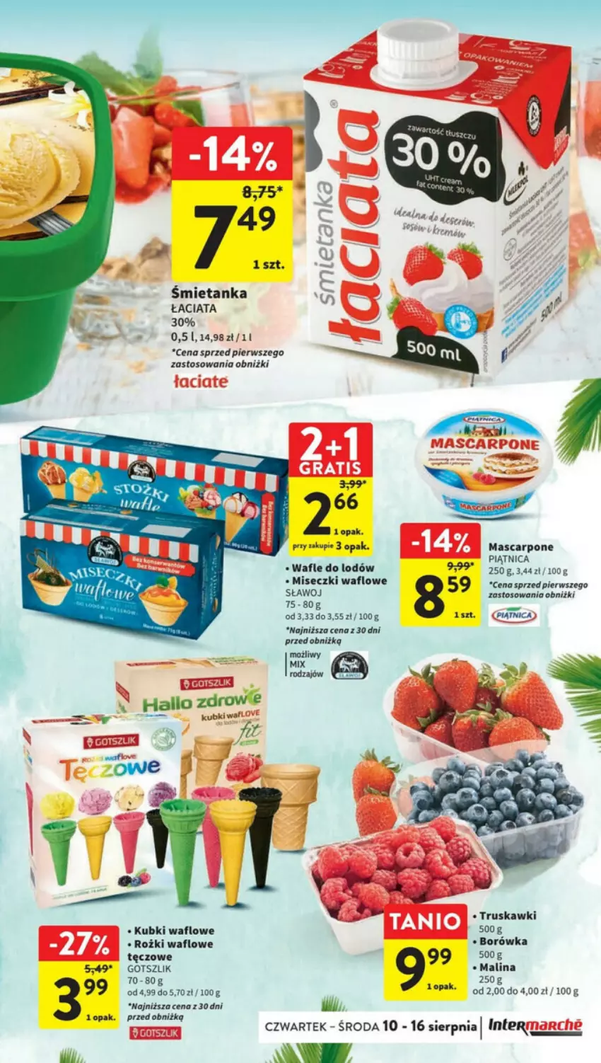 Gazetka promocyjna Intermarche - ważna 10.08 do 16.08.2023 - strona 20 - produkty: Borówka, Mascarpone, Piątnica, Truskawki, Wafle, Wafle do lodów