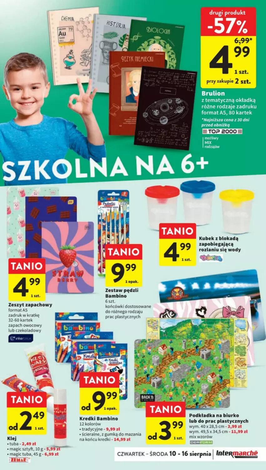 Gazetka promocyjna Intermarche - ważna 10.08 do 16.08.2023 - strona 31 - produkty: Biurko, Fa, Klej, Podkład, Podkładka, Top, Zestaw pędzli