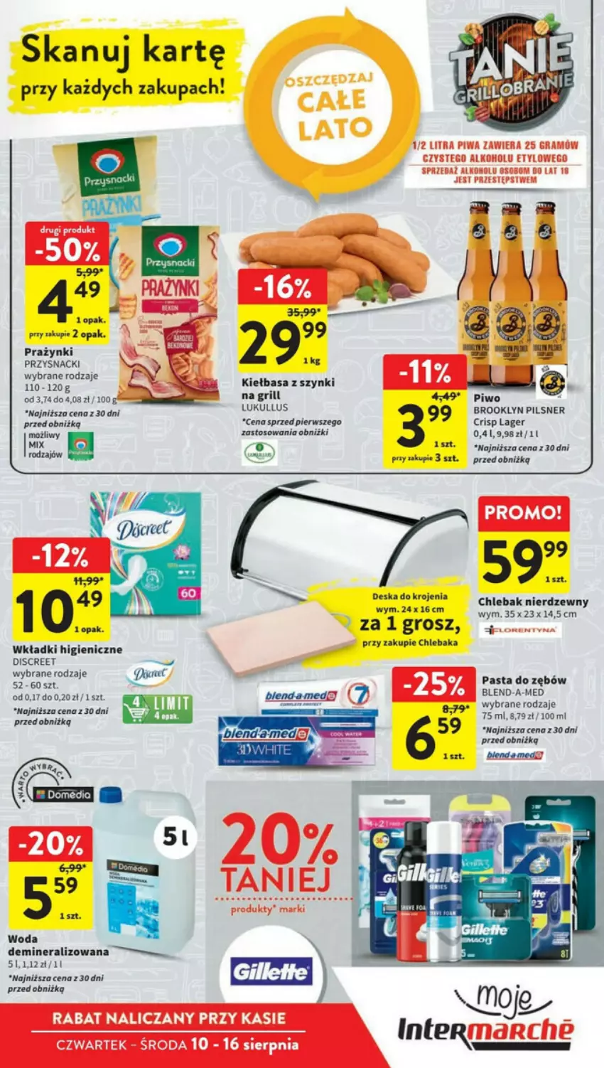 Gazetka promocyjna Intermarche - ważna 10.08 do 16.08.2023 - strona 36 - produkty: Chleb, Chlebak, Deska do krojenia, Discreet, Gra, Grill, Kiełbasa, Pasta do zębów, Piwa, Przysnacki, Wkładki