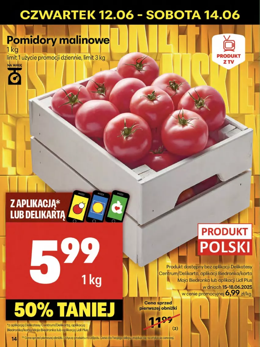 Gazetka promocyjna Delikatesy Centrum - Franczyza DC24 Czwartek - ważna 12.06 do 18.06.2025 - strona 14 - produkty: Dron, Pomidory, Rum