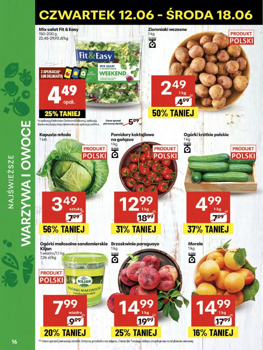 Gazetka promocyjna Delikatesy Centrum - Franczyza DC24 Czwartek - ważna 12.06 do 18.06.2025 - strona 16 - produkty: Brzoskwinie, Dron, Pomidory, Rum, Sałat, Wiadro, Ziemniaki