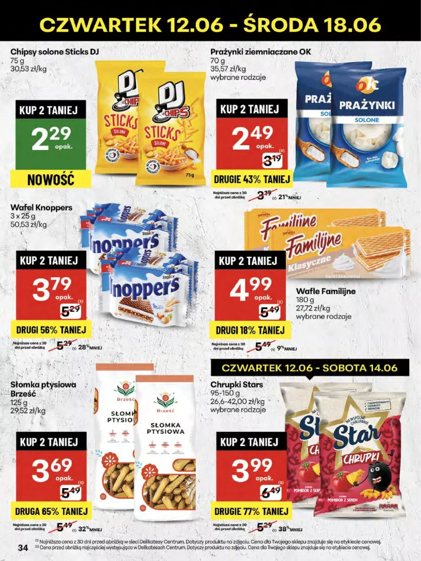 Gazetka promocyjna Delikatesy Centrum - Franczyza DC24 Czwartek - ważna 12.06 do 18.06.2025 - strona 34 - produkty: Chipsy, Chrupki, Fa, Knoppers, Rum, Wafle