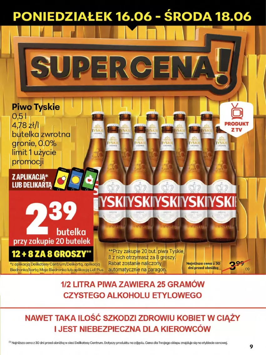 Gazetka promocyjna Delikatesy Centrum - Franczyza DC24 Czwartek - ważna 12.06 do 18.06.2025 - strona 9 - produkty: Dron, Piwa, Piwo, Rum, Tyskie
