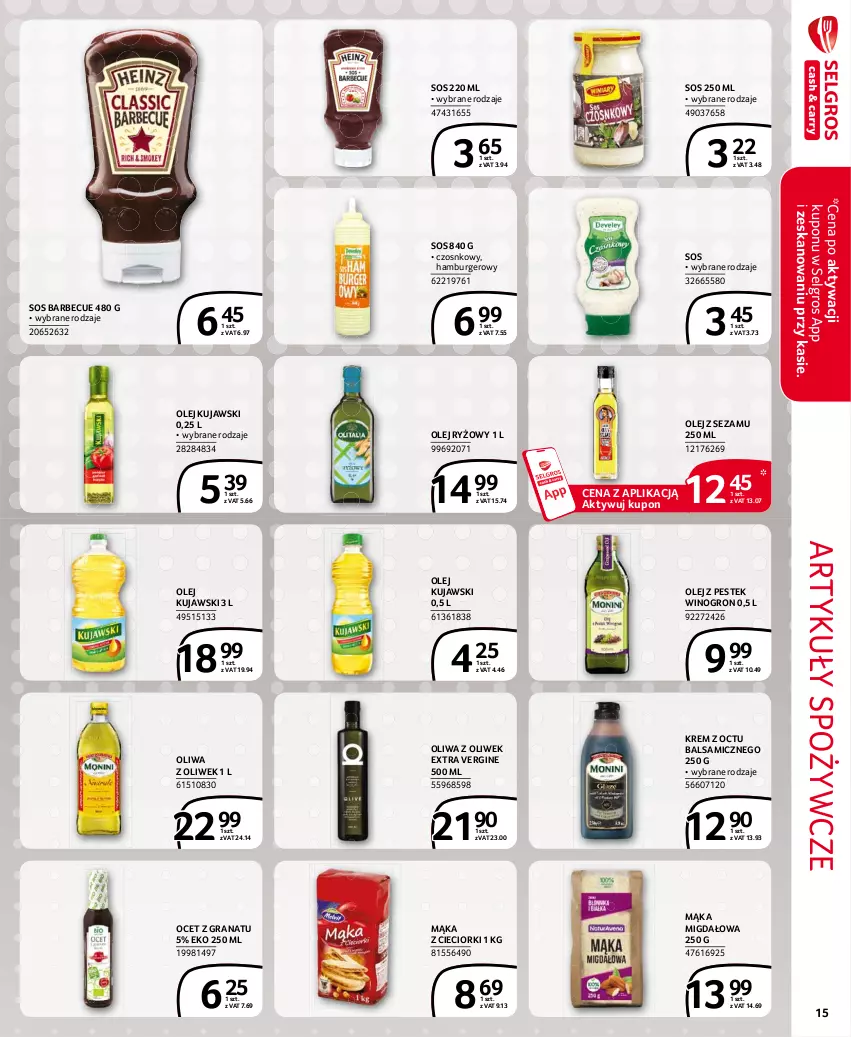 Gazetka promocyjna Selgros - Extra Oferta - ważna 01.07 do 31.07.2021 - strona 15 - produkty: Artykuły spożywcze, Burger, Gin, Gra, Granat, Hamburger, Kujawski, LG, Mąka, Ocet, Olej, Olej ryżowy, Oliwa z oliwek, Ryż, Sezam, Sos, Stek, Wino