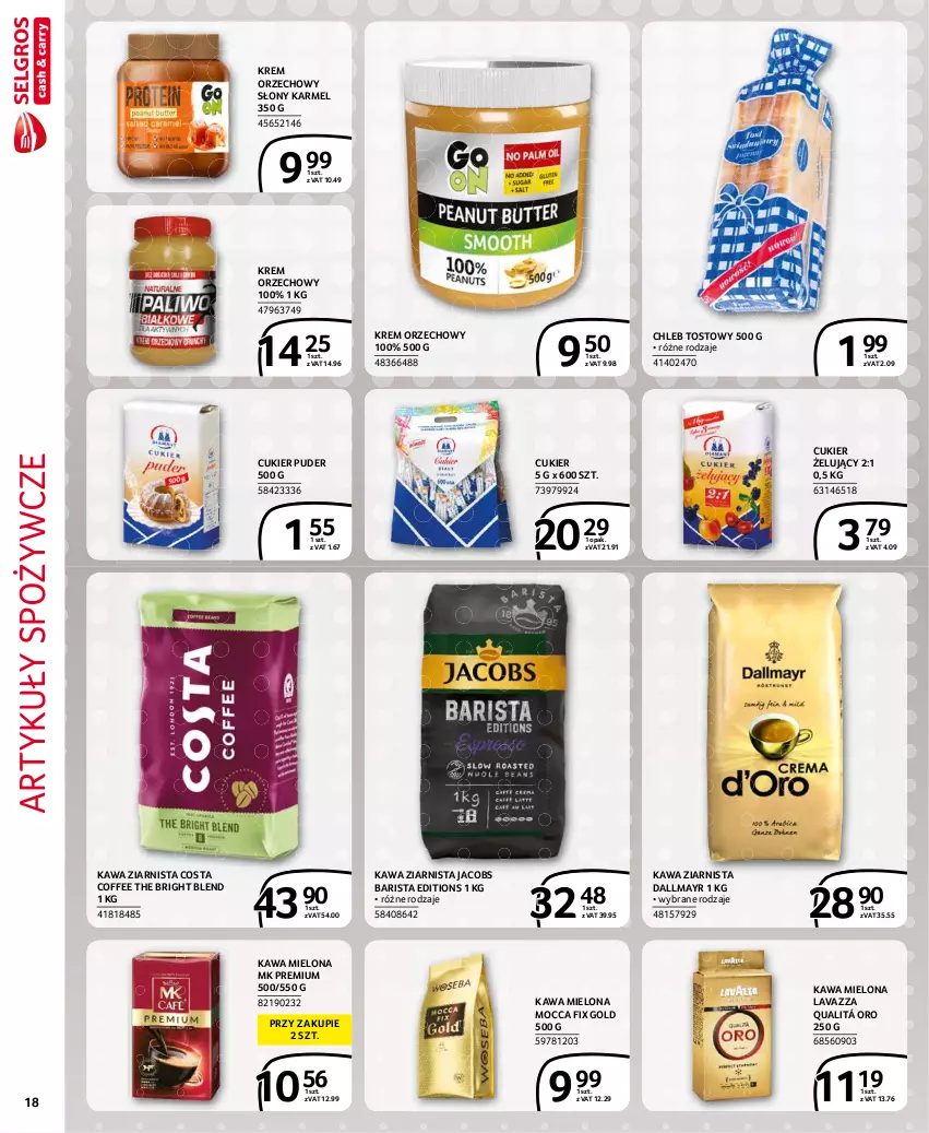 Gazetka promocyjna Selgros - Extra Oferta - ważna 01.07 do 31.07.2021 - strona 18 - produkty: Artykuły spożywcze, Chleb, Chleb tostowy, Cukier, Cukier puder, Dallmayr, Jacobs, Kawa, Kawa mielona, Kawa ziarnista, Krem orzechowy, Lavazza, Mocca Fix Gold, Puder