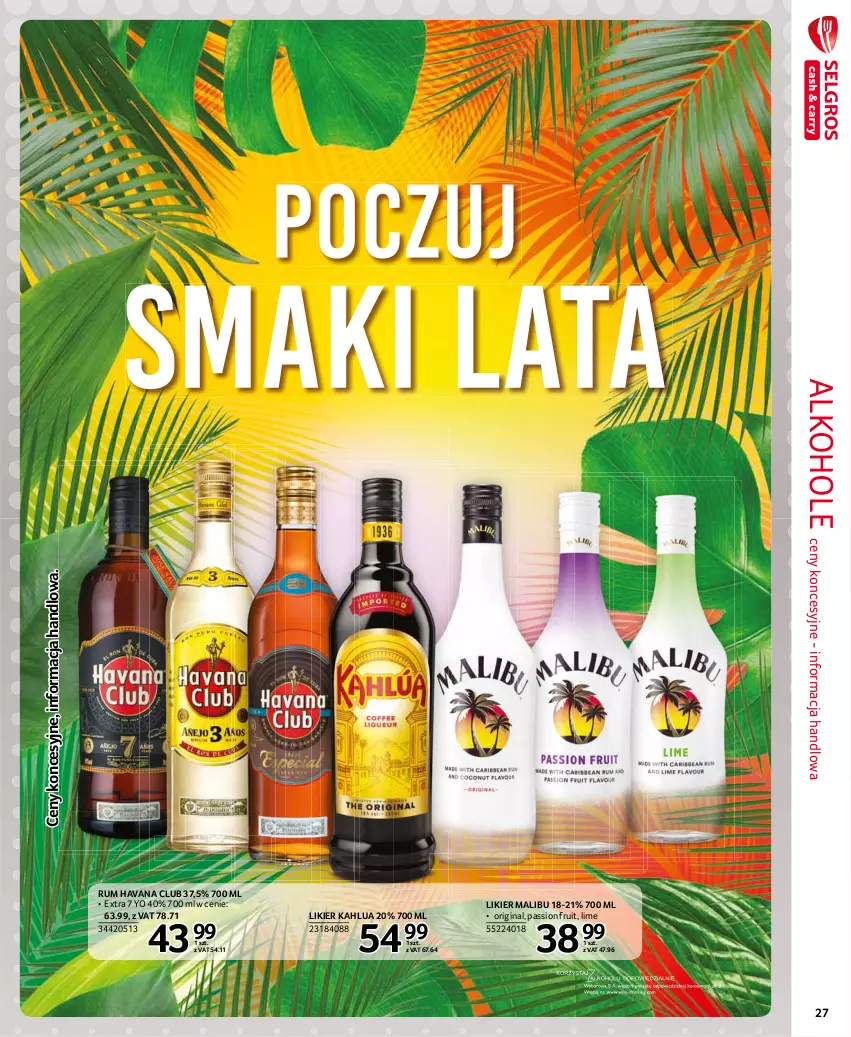 Gazetka promocyjna Selgros - Extra Oferta - ważna 01.07 do 31.07.2021 - strona 27 - produkty: Alkohole, Gin, Likier, Malibu, Rum