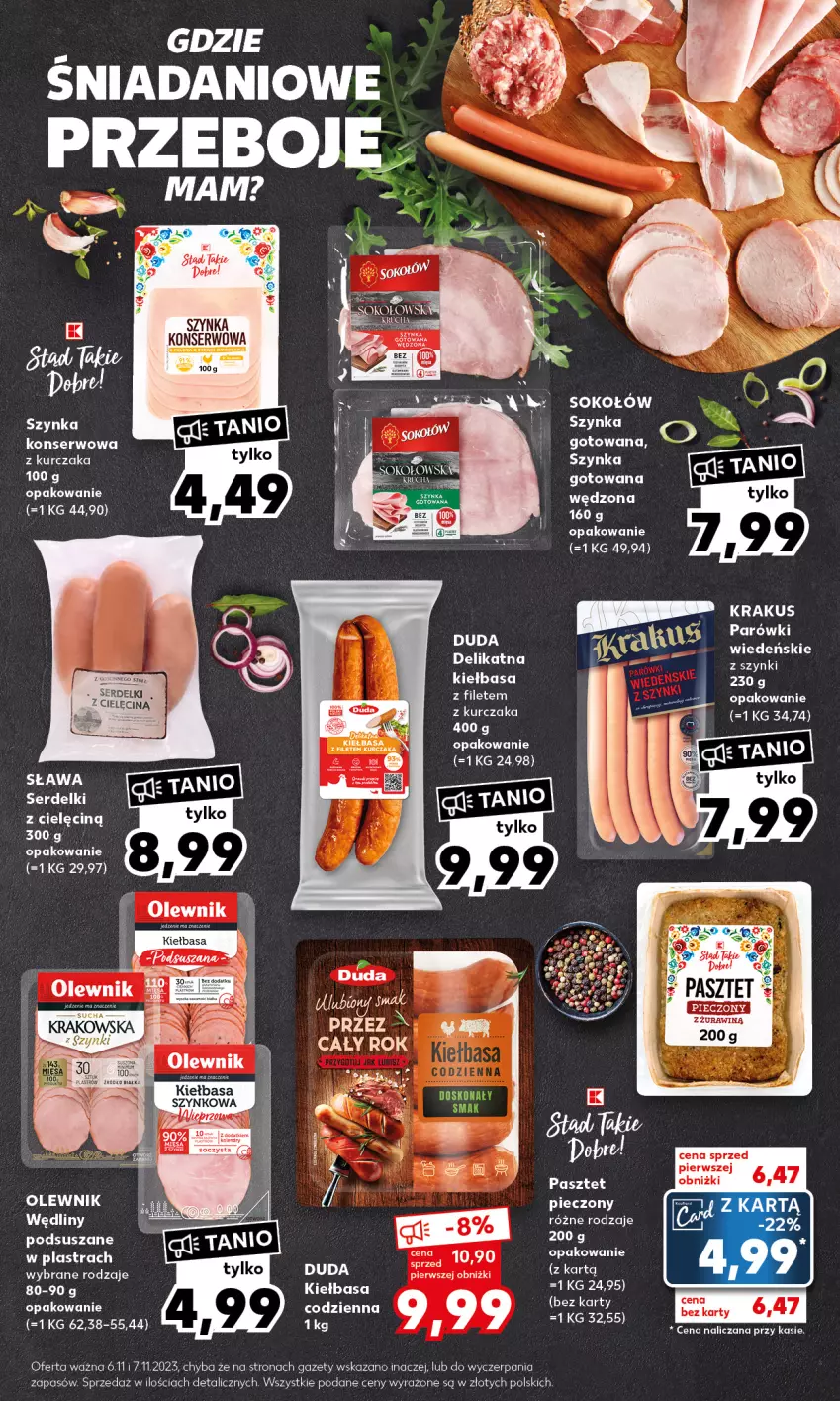 Gazetka promocyjna Kaufland - Mocny Start - ważna 06.11 do 07.11.2023 - strona 17 - produkty: Danio, Kiełbasa, Krakus, Kurczak, Parówki, Piec, Ser, Serdelki, Sok, Sokołów, Szynka