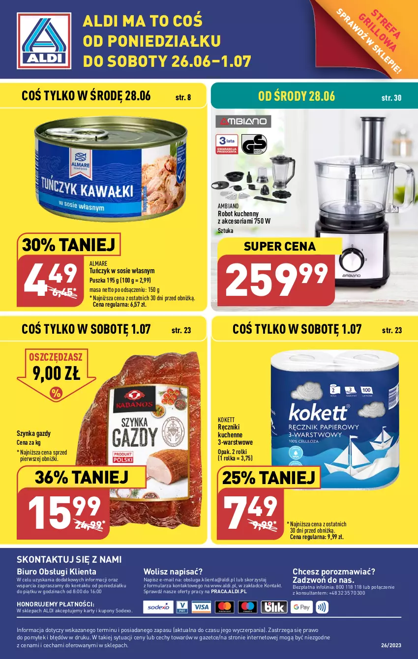 Gazetka promocyjna Aldi - COŚ do domu i nie tylko - ważna 28.06 do 01.07.2023 - strona 12 - produkty: Biuro, Fa, O nas, Por, Ręcznik, Robot, Rolki, Sos, Szynka, Tuńczyk