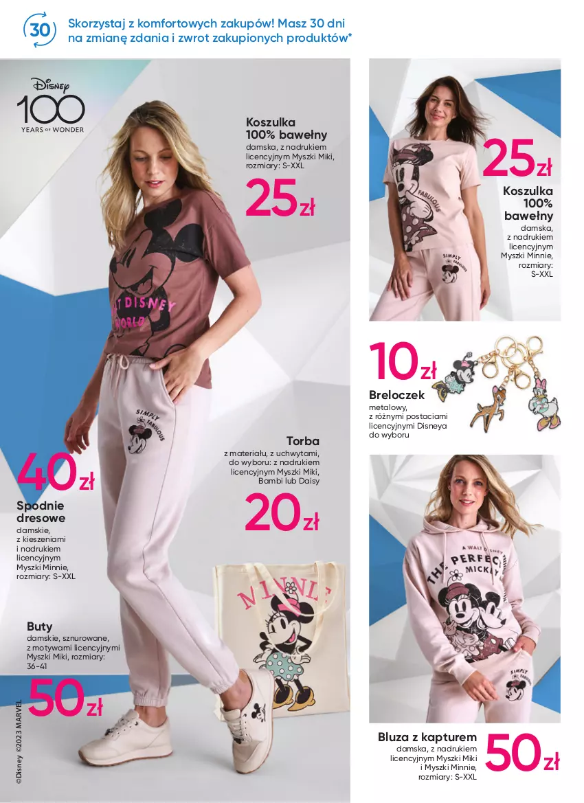 Gazetka promocyjna Pepco - Disney - ważna 02.01 do 11.01.2023 - strona 8 - produkty: Bluza, Bluza z kapturem, Breloczek, Buty, Disney, Dres, Kosz, Koszulka, Minnie, Mysz, Spodnie, Spodnie dresowe, Torba