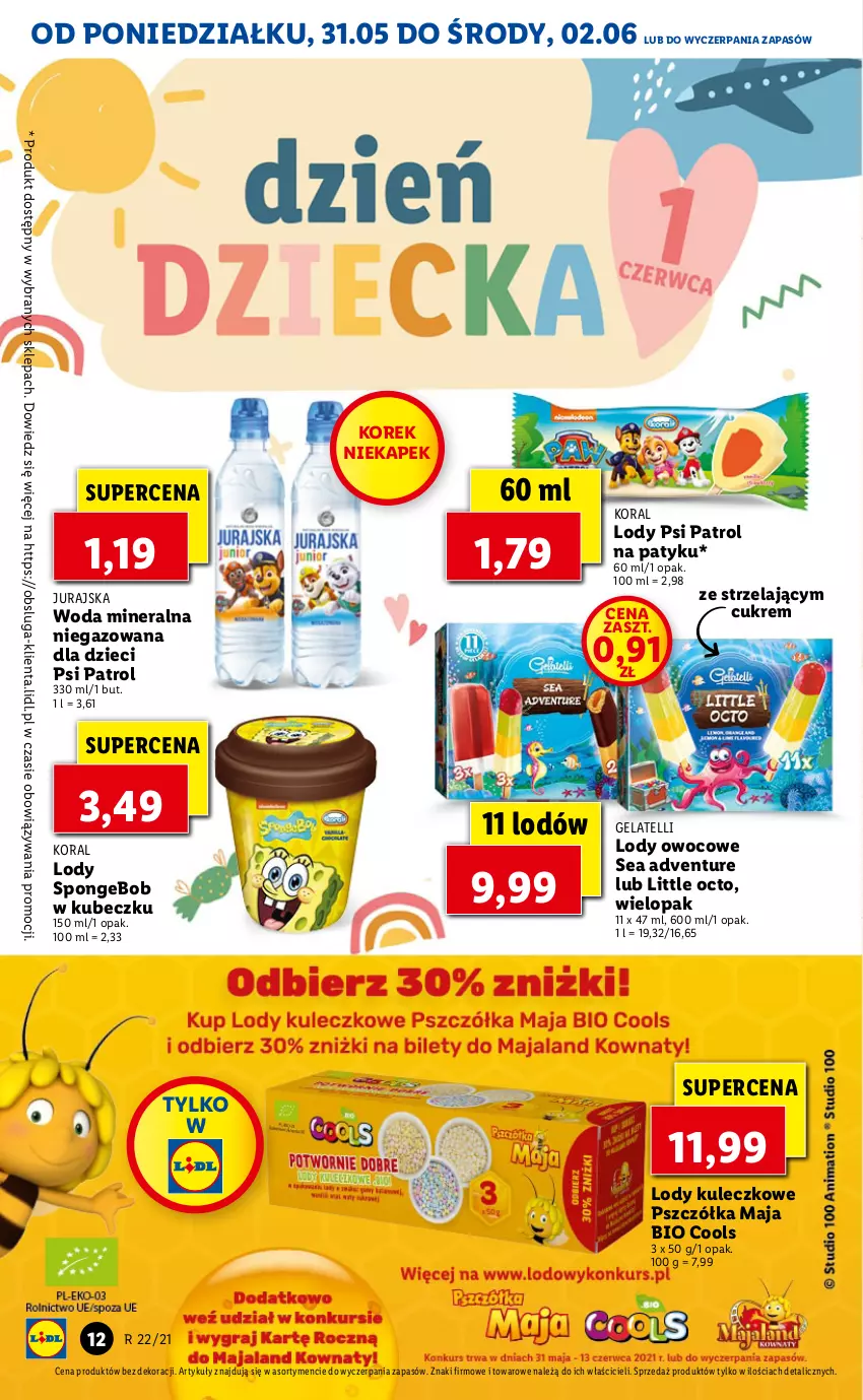 Gazetka promocyjna Lidl - GAZETKA - ważna 31.05 do 02.06.2021 - strona 12 - produkty: Dzieci, Lody, Psi Patrol, Woda, Woda mineralna