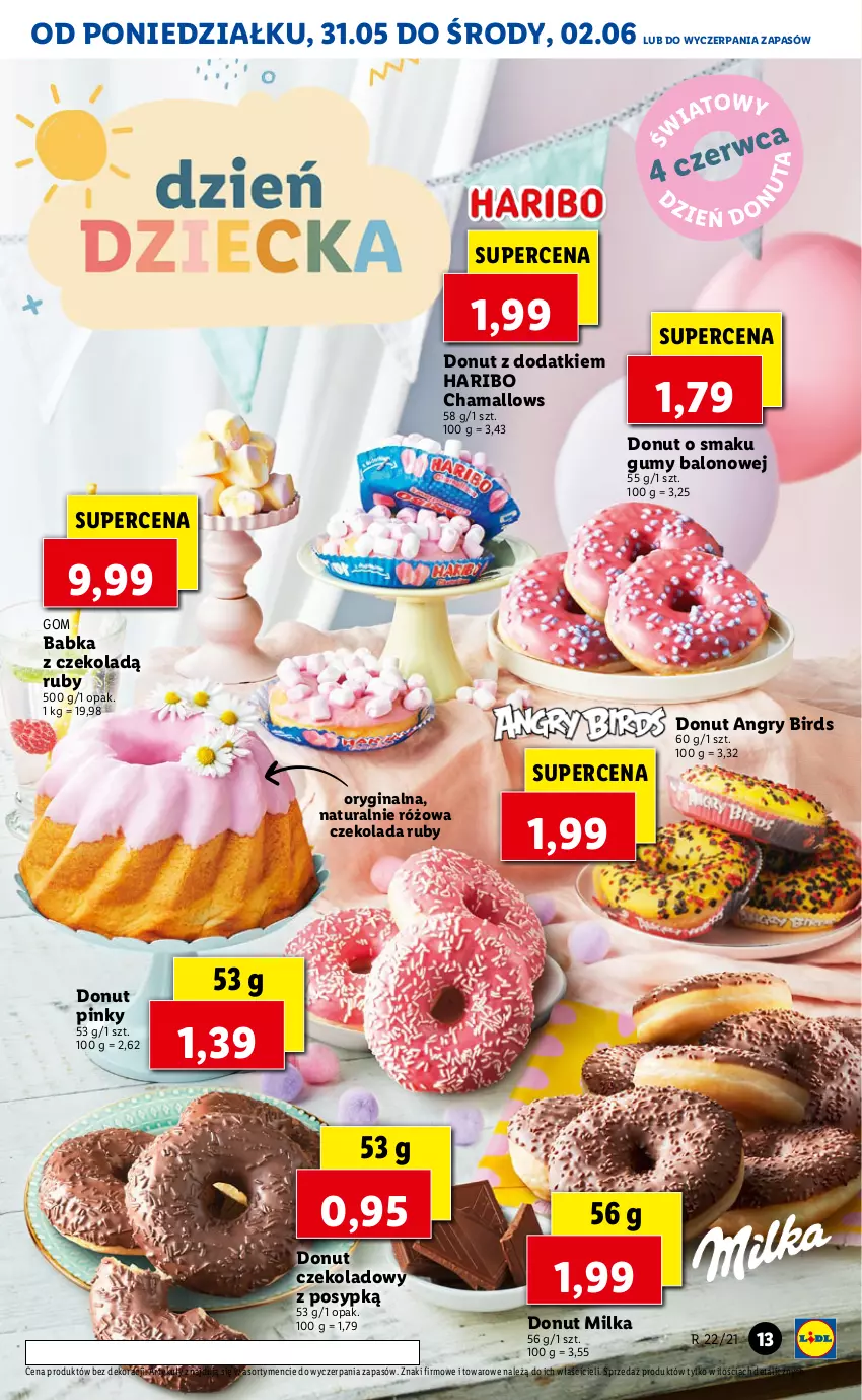 Gazetka promocyjna Lidl - GAZETKA - ważna 31.05 do 02.06.2021 - strona 13 - produkty: Babka, Czekolada, Donut, Gin, Gry, Hama, Haribo, Milka