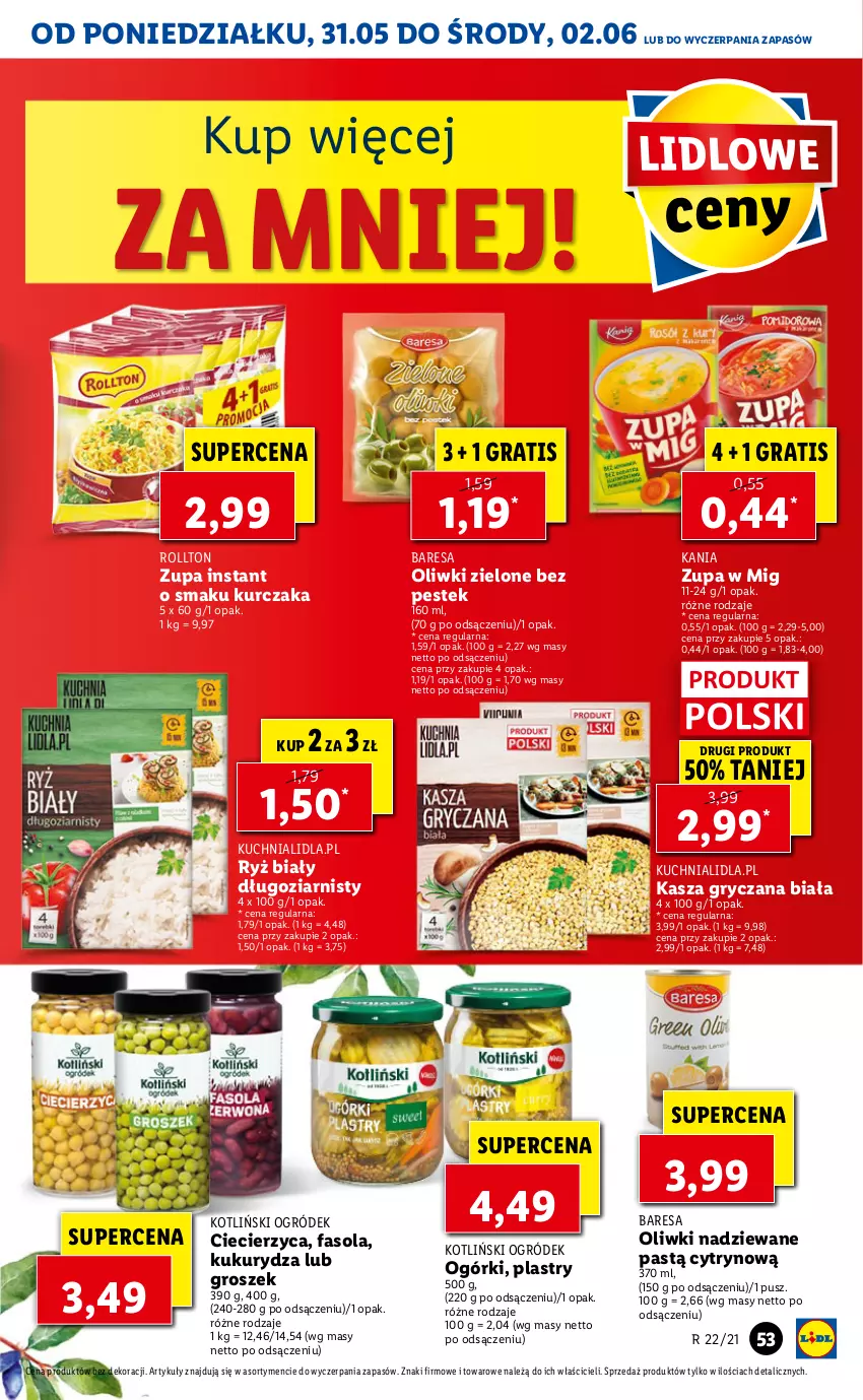 Gazetka promocyjna Lidl - GAZETKA - ważna 31.05 do 02.06.2021 - strona 53 - produkty: Fa, Fasola, Gra, Groszek, Gry, Kasza, Kasza gryczana, Kuchnia, Kukurydza, Kurczak, Ogród, Oliwki, Oliwki zielone, Ryż, Ryż biały, Stek, Zupa