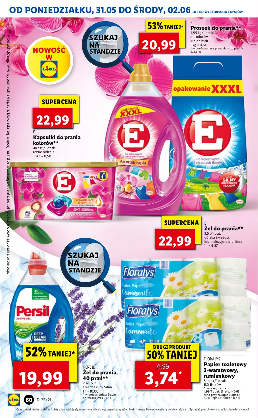 Gazetka promocyjna Lidl - GAZETKA - ważna 31.05 do 02.06.2021 - strona 60 - produkty: Flora, Papier, Papier toaletowy, Persil, Por, Proszek do prania, Rum, Silan