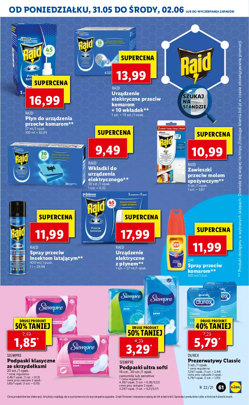 Gazetka promocyjna Lidl - GAZETKA - ważna 31.05 do 02.06.2021 - strona 61 - produkty: Durex, Podpaski, Prezerwatyw, Wkładki, Zawieszki