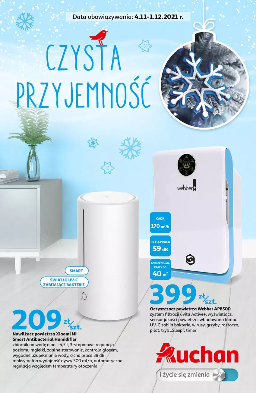 Gazetka promocyjna Auchan - Czysta przyjemność Hipermarkety - ważna 04.11 do 10.11.2021 - strona 1 - produkty: Grzyby, Lampa, Nawilżacz powietrza, Oczyszczacz powietrza, Top