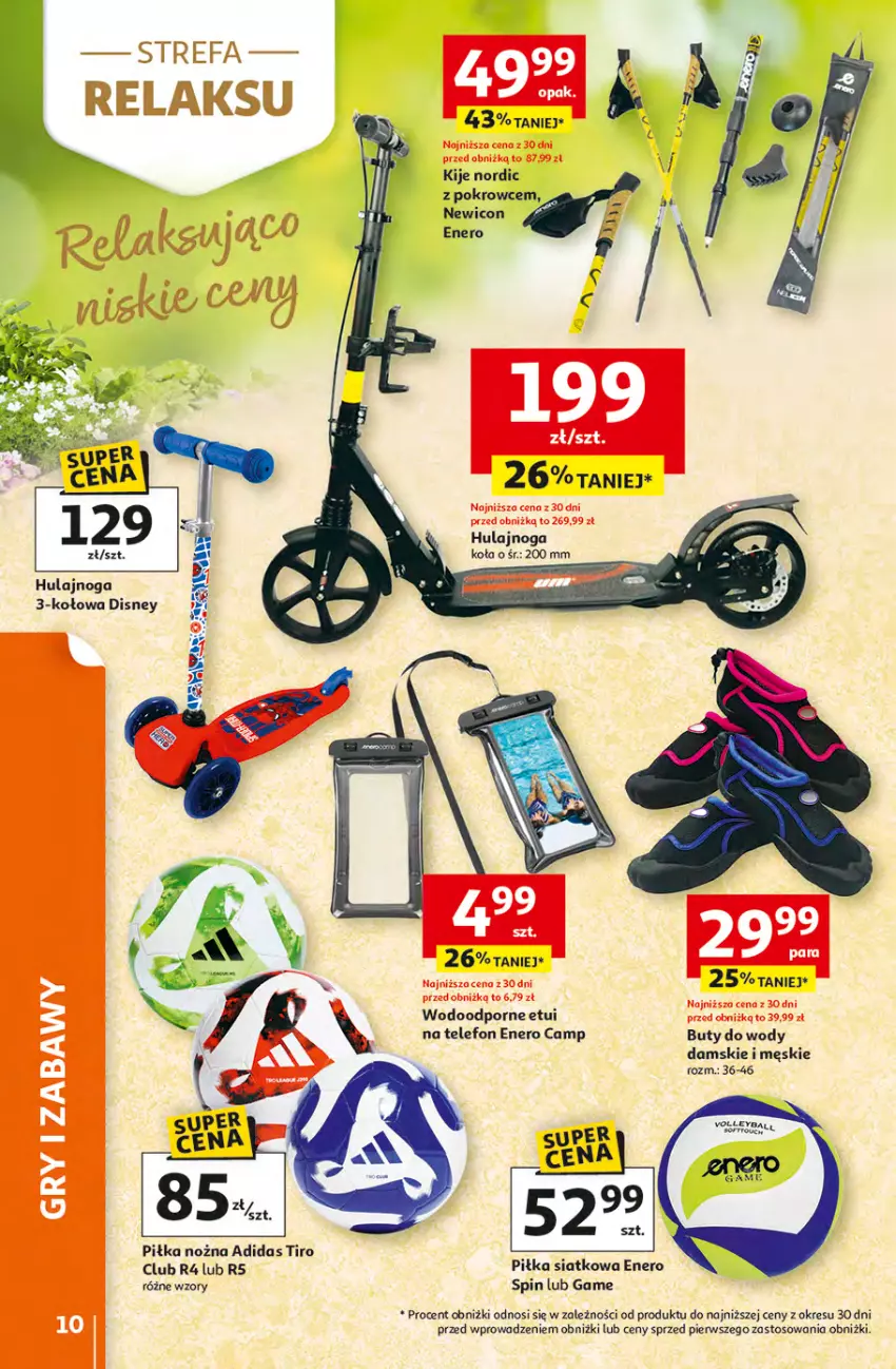 Gazetka promocyjna Auchan - Gazetka 30 Lat Hipermarket Auchan - ważna 16.04 do 22.04.2026 - strona 10 - produkty: Adidas, Buty, Buty do wody, Disney, Hulajnoga, Kije, Noż, Por, Telefon