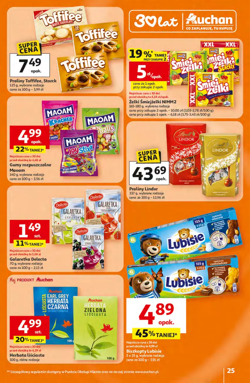 Gazetka promocyjna Auchan - Gazetka 30 Lat Hipermarket Auchan - ważna 16.04 do 22.04.2026 - strona 25 - produkty: Delecta, Earl Grey, Gala, Galaretka, Herbata, Lindor, Nimm2, Praliny, Toffifee