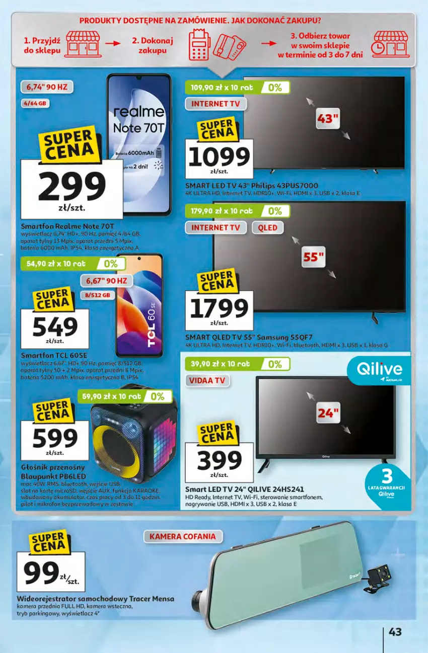 Gazetka promocyjna Auchan - Gazetka 30 Lat Hipermarket Auchan - ważna 16.04 do 22.04.2026 - strona 43 - produkty: Acer, Bateria, Fa, Głośnik, Gry, HD ready, Kamera, LED TV, Philips, Samsung, Smartfon, Wideorejestrator