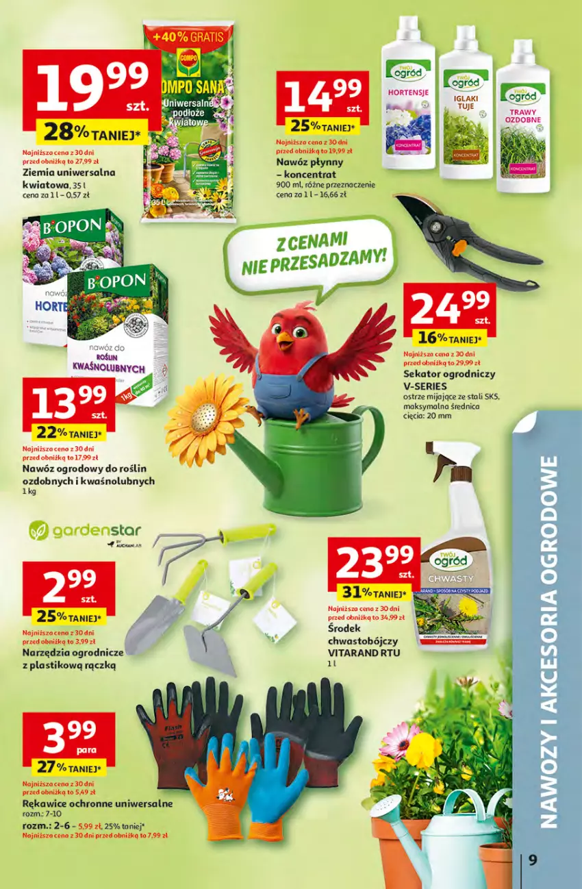 Gazetka promocyjna Auchan - Gazetka 30 Lat Hipermarket Auchan - ważna 16.04 do 22.04.2026 - strona 9 - produkty: Nawóz, Ogród, Rękawice, Rękawice ochronne, Sekator, Ser