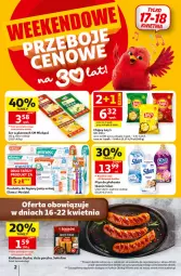 Gazetka promocyjna Auchan - Gazetka 30 Lat Hipermarket Auchan - Gazetka - ważna od 22.04 do 22.04.2026 - strona 2 - produkty: Sok, Ser, Sokołów, Chipsy, Silan, Płyn do płukania, Elmex, Woda, Kiełbasa, Kiełbasa śląska