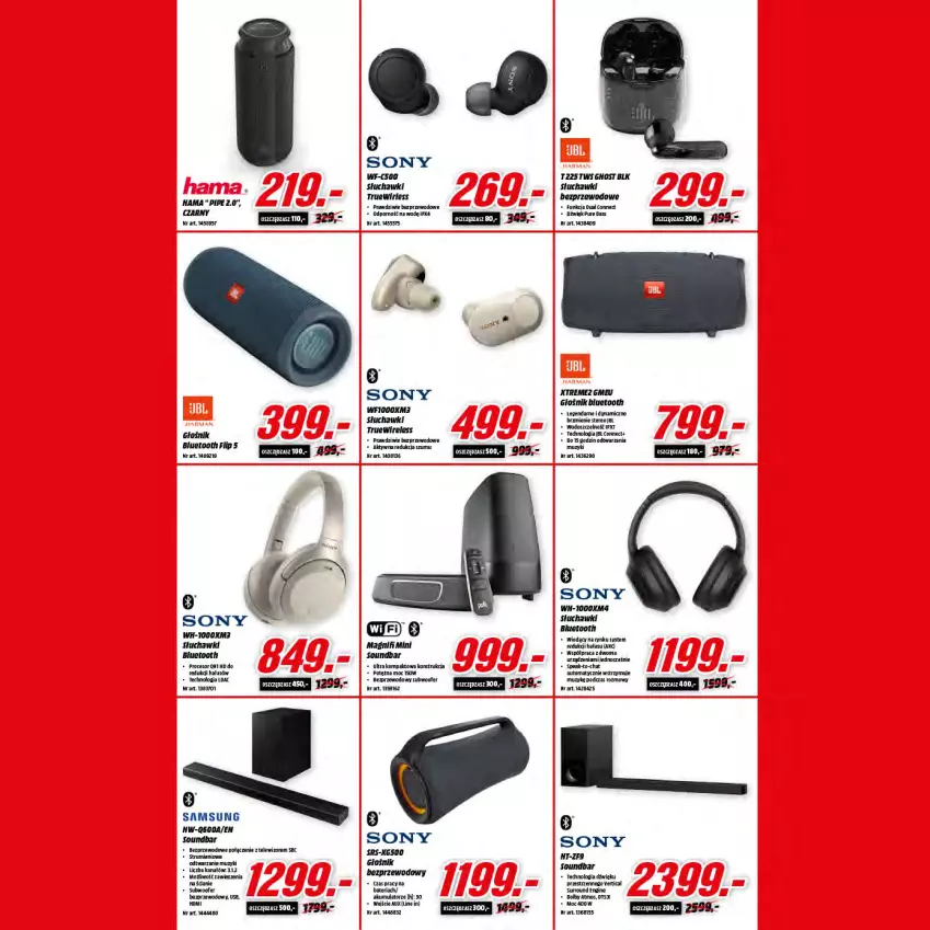 Gazetka promocyjna Media Markt - Gazetka Media Markt - ważna 22.11 do 30.11.2021 - strona 9 - produkty: Akumulator, Bateria, Fa, Gin, Głośnik, Głośnik bluetooth, Hama, LG, Por, Pur, Rum, Samsung, Słuchawki, Słuchawki bluetooth, Sony, Soundbar, Subwoofer, Telewizor