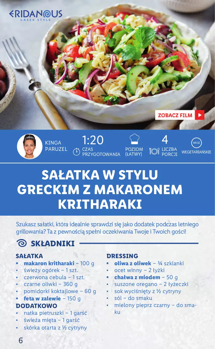 Gazetka promocyjna Lidl - KATALOG GRECKI - ważna 14.03 do 19.03.2022 - strona 6 - produkty: Cebula, Chałwa, Cytryny, Dres, Feta, Grill, Lanki, Makaron, Mięta, Natka pietruszki, Ocet, Ogórek, Oliwa z oliwek, Oliwki, Pieprz, Pomidorki, Por, Sałat, Sałatka, Sok, Sól, Tarta