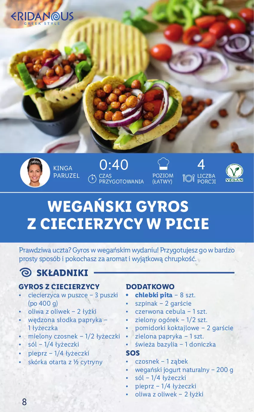 Gazetka promocyjna Lidl - KATALOG GRECKI - ważna 14.03 do 19.03.2022 - strona 8 - produkty: Bazyl, Bazylia, Cebula, Chleb, Cytryny, Czosnek, Gyros, Jogurt, Jogurt naturalny, Koc, Ogórek, Oliwa z oliwek, Papryka, Pieprz, Pomidorki, Por, Sól, Sos, Szpinak, Tarta