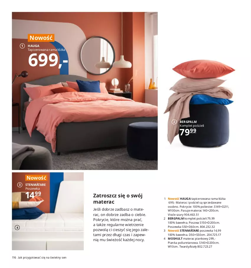 Gazetka promocyjna Ikea - Ikea 2021 - ważna 01.01 do 31.12.2021 - strona 116 - produkty: Komplet pościeli, Materac, Materac piankowy, Pościel, Poszewka, Rama, Rama łóżka, Tera, Wełna