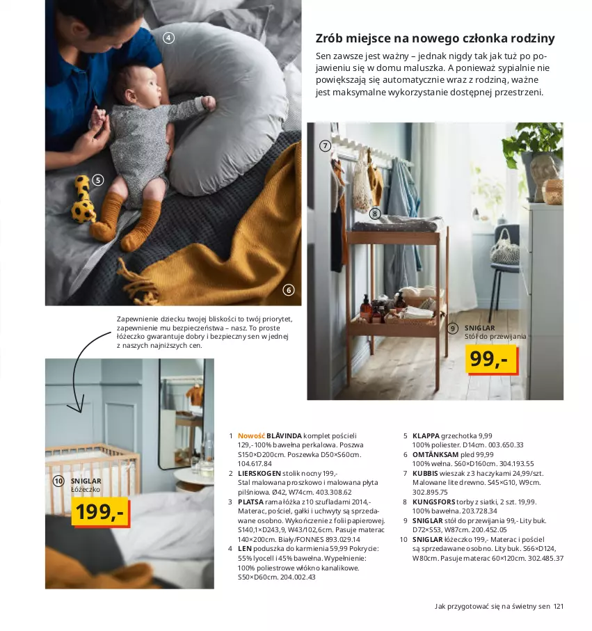 Gazetka promocyjna Ikea - Ikea 2021 - ważna 01.01 do 31.12.2021 - strona 121 - produkty: Haczyk, Karmi, Komplet pościeli, Materac, Papier, Piec, Pled, Płyta, Poduszka, Pościel, Poszewka, Rama, Rama łóżka, Stół, Stolik, Stolik nocny, Tera, Uchwyty, Wełna, Wieszak