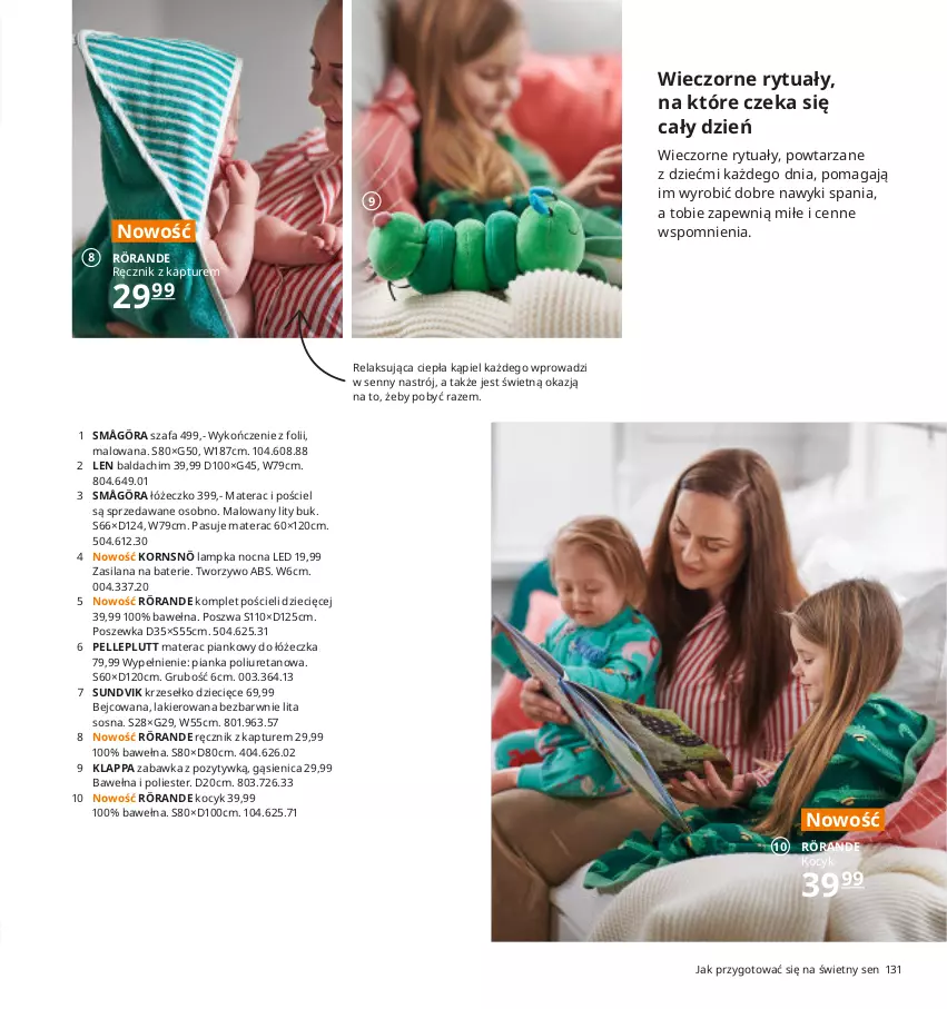 Gazetka promocyjna Ikea - Ikea 2021 - ważna 01.01 do 31.12.2021 - strona 131 - produkty: Baldachim, Dzieci, Fa, Koc, Komplet pościeli, Lakier, LANA, Materac, Materac piankowy, Pościel, Poszewka, Ręcznik, Silan, Sos, Szafa, Tera, Wełna, Zabawka