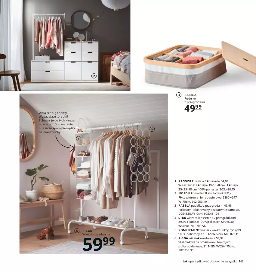 Gazetka promocyjna Ikea - Ikea 2021 - ważna 01.01 do 31.12.2021 - strona 163 - produkty: Komoda, Kosz, Lakier, Moda, Papier, Płyta, Płyta wiórowa, Por, Pudełko, T-shirt, Ubrania, Wieszak