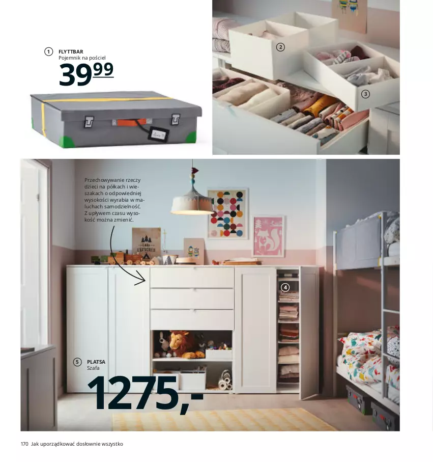 Gazetka promocyjna Ikea - Ikea 2021 - ważna 01.01 do 31.12.2021 - strona 170 - produkty: Dzieci, Fa, Pojemnik, Półka, Por, Pościel, Sok, Szafa, Wieszak