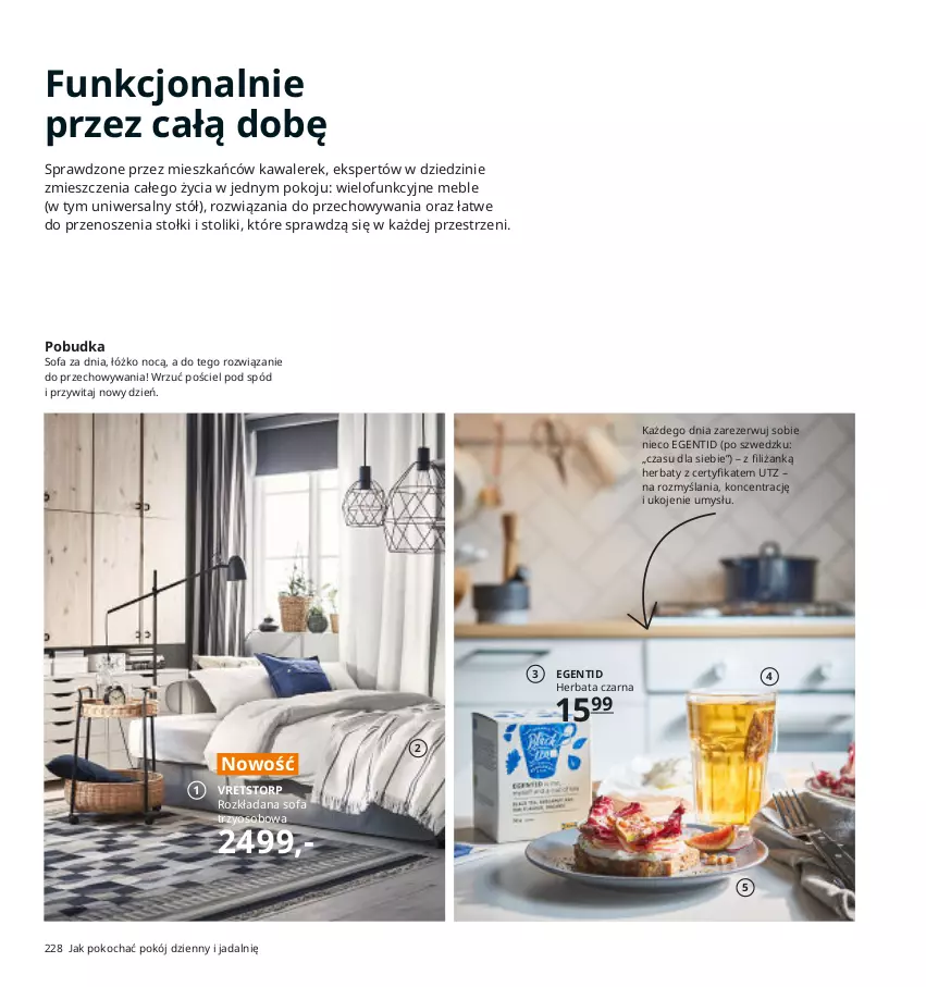 Gazetka promocyjna Ikea - Ikea 2021 - ważna 01.01 do 31.12.2021 - strona 228 - produkty: Fa, Herbata, Herbata czarna, Kawa, Koc, Meble, Pokój dzienny, Pościel, Sofa, Stół, Stolik