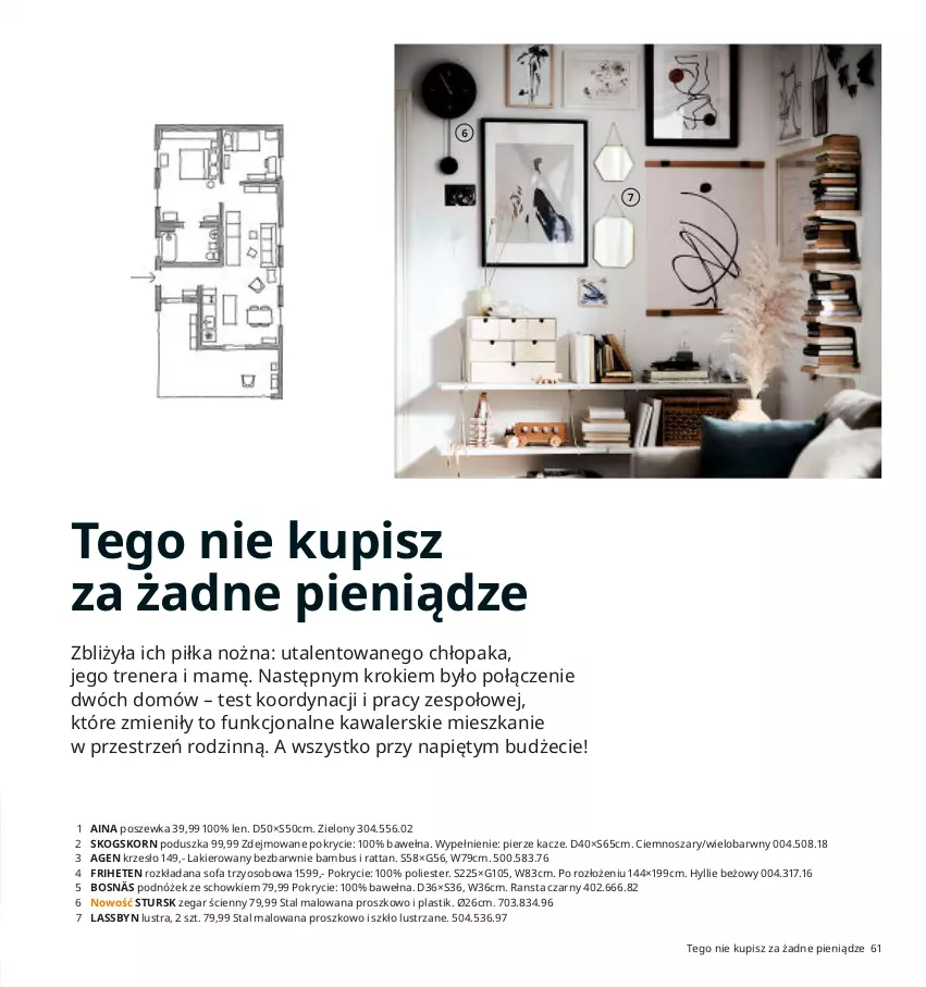 Gazetka promocyjna Ikea - Ikea 2021 - ważna 01.01 do 31.12.2021 - strona 61 - produkty: Fa, Kawa, Krzesło, Lakier, Noż, Piłka nożna, Podnóżek, Poduszka, Poszewka, Sofa, Wełna, Zegar