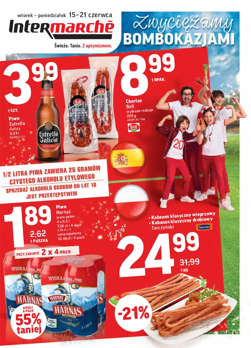 Gazetka promocyjna Intermarche - Zwyciężamy - ważna 15.06 do 21.06.2021 - strona 1 - produkty: Bell, Kabanos, Piwo, Tarczyński