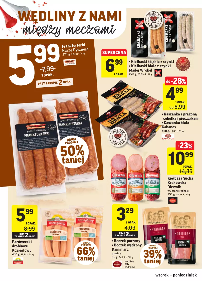 Gazetka promocyjna Intermarche - Zwyciężamy - ważna 15.06 do 21.06.2021 - strona 14 - produkty: Boczek, Kabanos, Kasza, Kaszanka, Kiełbasa, Kiełbaski białe, Kiełbaski śląskie, Madej Wróbel, Olewnik, Piec, Pieczarka