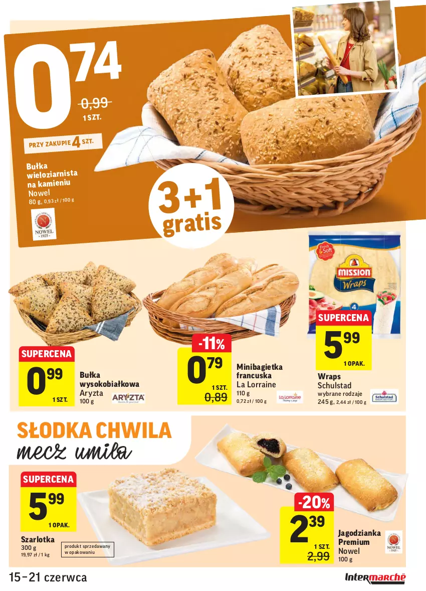 Gazetka promocyjna Intermarche - Zwyciężamy - ważna 15.06 do 21.06.2021 - strona 21 - produkty: Bagietka, Bułka, Bułka wieloziarnista, Jagodzianka, Słodka Chwila, Sok, Szarlotka