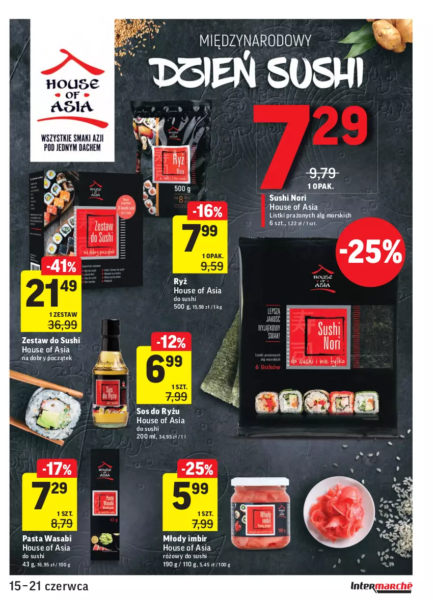 Gazetka promocyjna Intermarche - Zwyciężamy - ważna 15.06 do 21.06.2021 - strona 23 - produkty: House of Asia, Imbir, LG, Pasta wasabi, Ryż, Sos, Sushi, Wasa, Zestaw do sushi