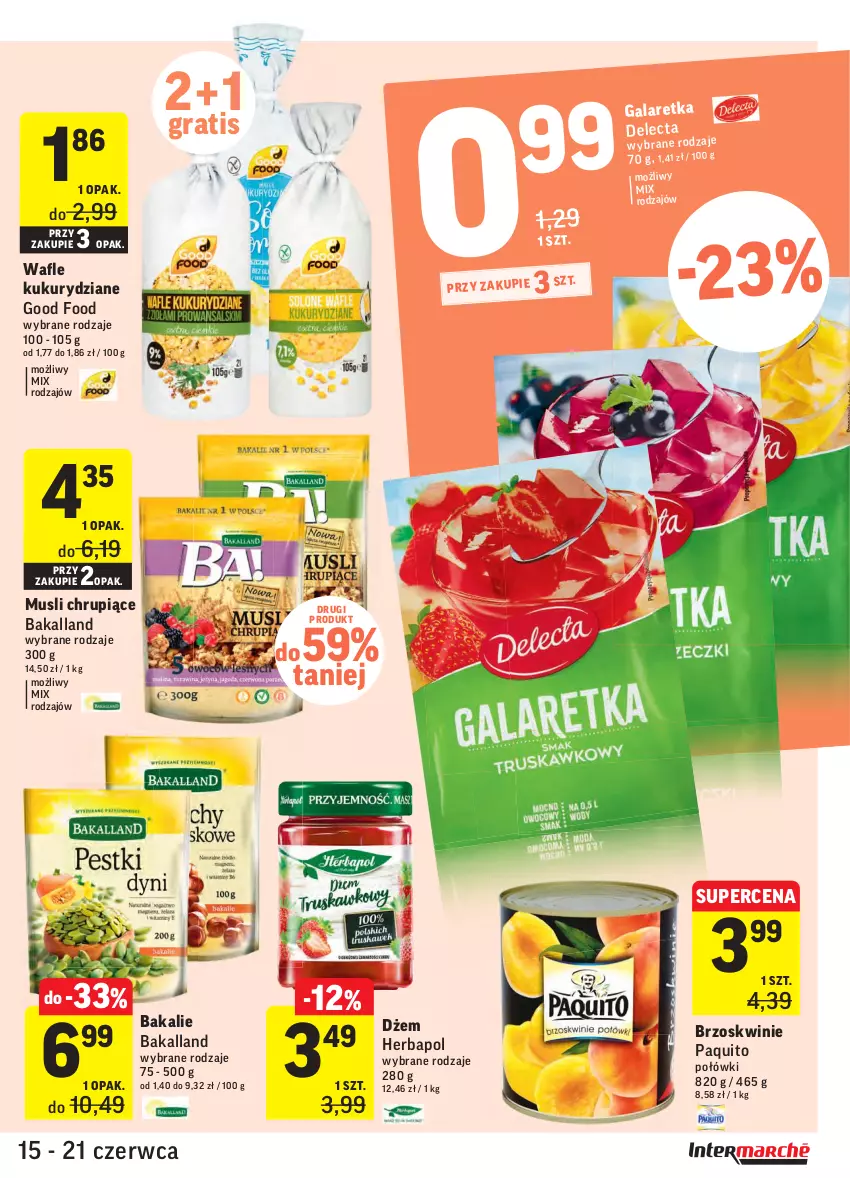 Gazetka promocyjna Intermarche - Zwyciężamy - ważna 15.06 do 21.06.2021 - strona 31 - produkty: Bakalland, Brzoskwinie, Dżem, Gala, Galaretka, Gra, Herbapol, Mus, Wafle