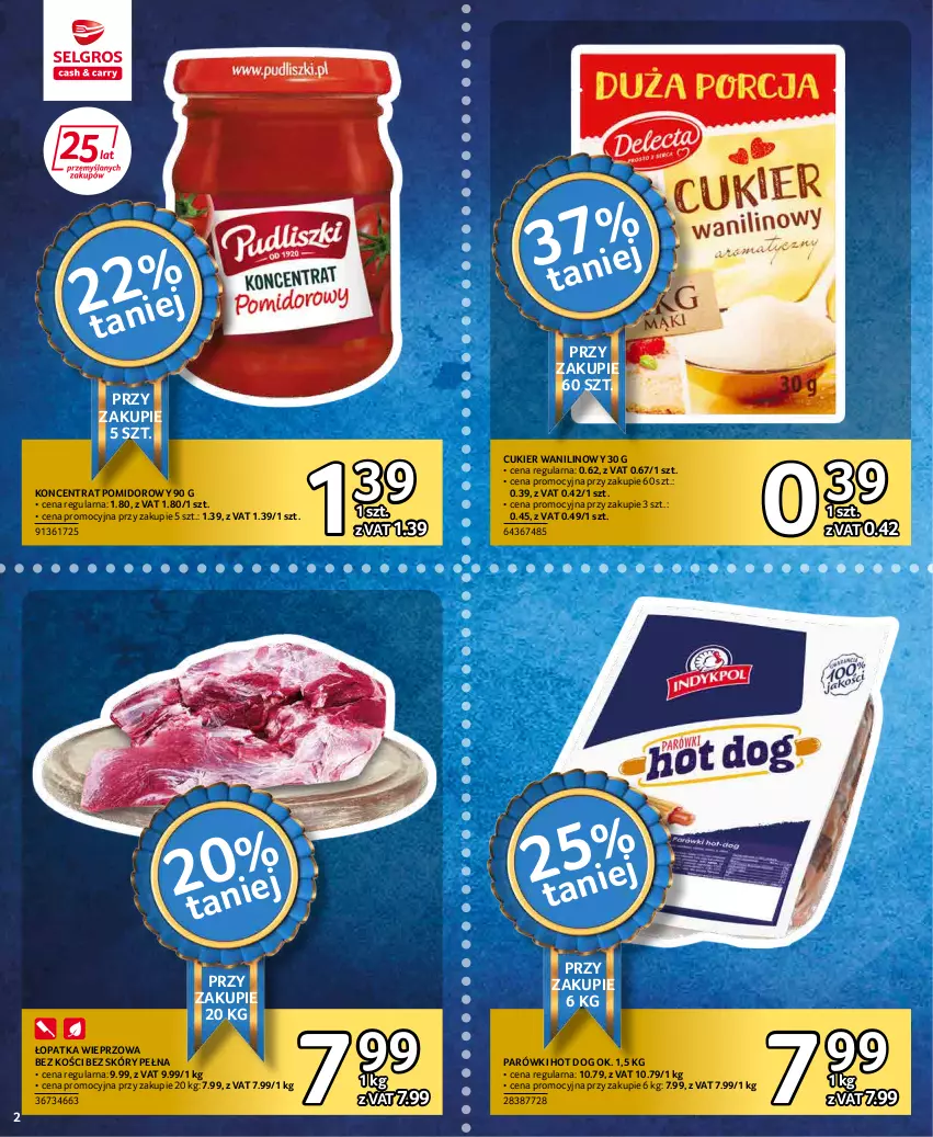 Gazetka promocyjna Selgros - Extra Oferta - ważna 01.03 do 31.03.2022 - strona 2 - produkty: Cukier, Cukier wanilinowy, Hot dog, Koncentrat pomidorowy, Parówki, Parówki hot dog