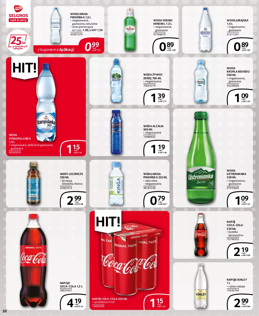 Gazetka promocyjna Selgros - Extra Oferta - ważna 01.03 do 31.03.2022 - strona 20 - produkty: Coca-Cola, Napój, Napoje, Staropolanka, Woda, Znicz