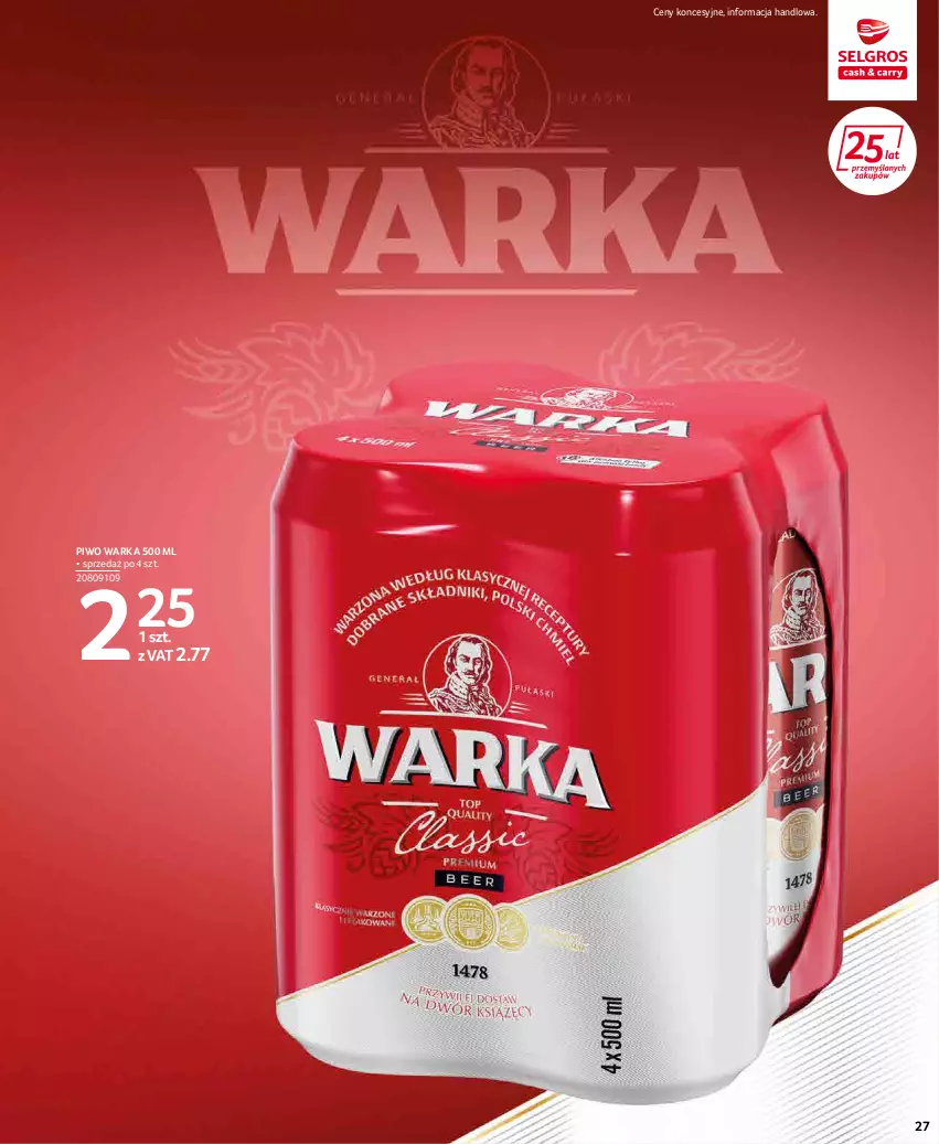 Gazetka promocyjna Selgros - Extra Oferta - ważna 01.03 do 31.03.2022 - strona 27 - produkty: Piwo, Warka