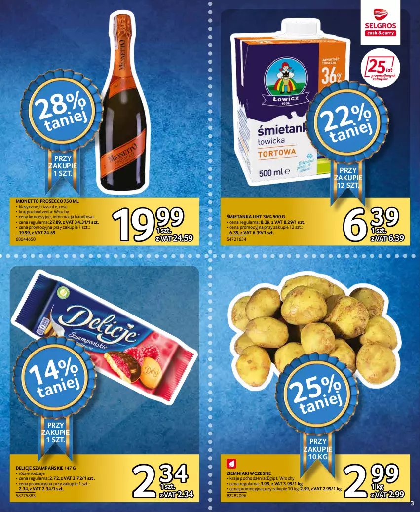 Gazetka promocyjna Selgros - Extra Oferta - ważna 01.03 do 31.03.2022 - strona 3 - produkty: Delicje, Mionetto, Prosecco, Ziemniaki