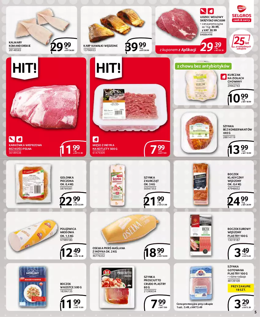 Gazetka promocyjna Selgros - Extra Oferta - ważna 01.03 do 31.03.2022 - strona 5 - produkty: Boczek, Golonka pieczona, Kalmar, Kalmary, Karkówka wieprzowa, Karp, Kawa, Kotlet, Kurczak, LANA, Mięso, Mięso z indyka, Piec, Polędwica, Prosciutto, Ser, Szynka, Udziec wołowy