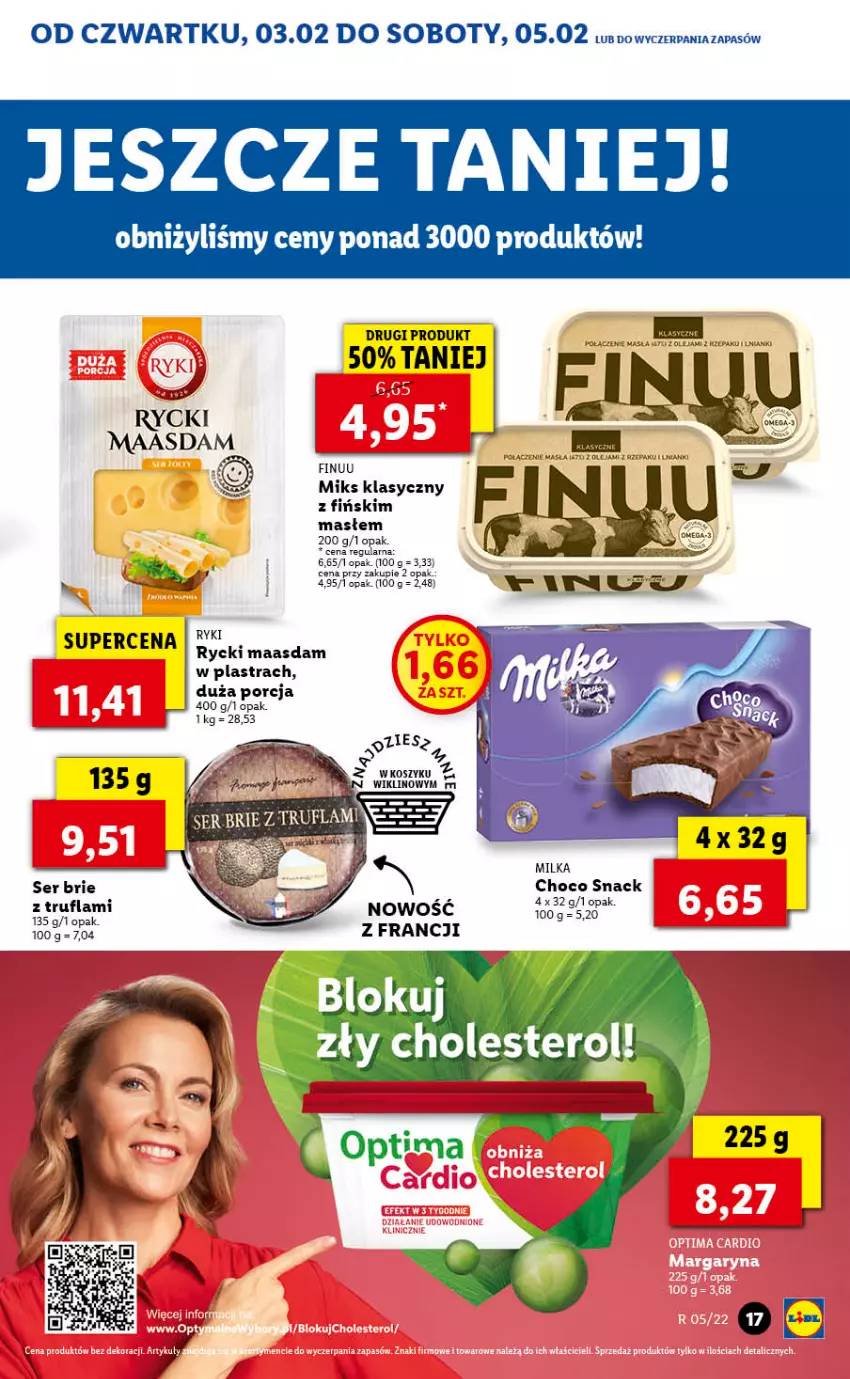 Gazetka promocyjna Lidl - GAZETKA - ważna 03.02 do 05.02.2022 - strona 17 - produkty: Brie, Finuu, Kosz, Maasdam, Milka, Por, Ser