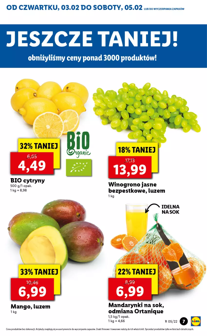 Gazetka promocyjna Lidl - GAZETKA - ważna 03.02 do 05.02.2022 - strona 7 - produkty: LG, Mandarynki, Mango, Sok, Wino