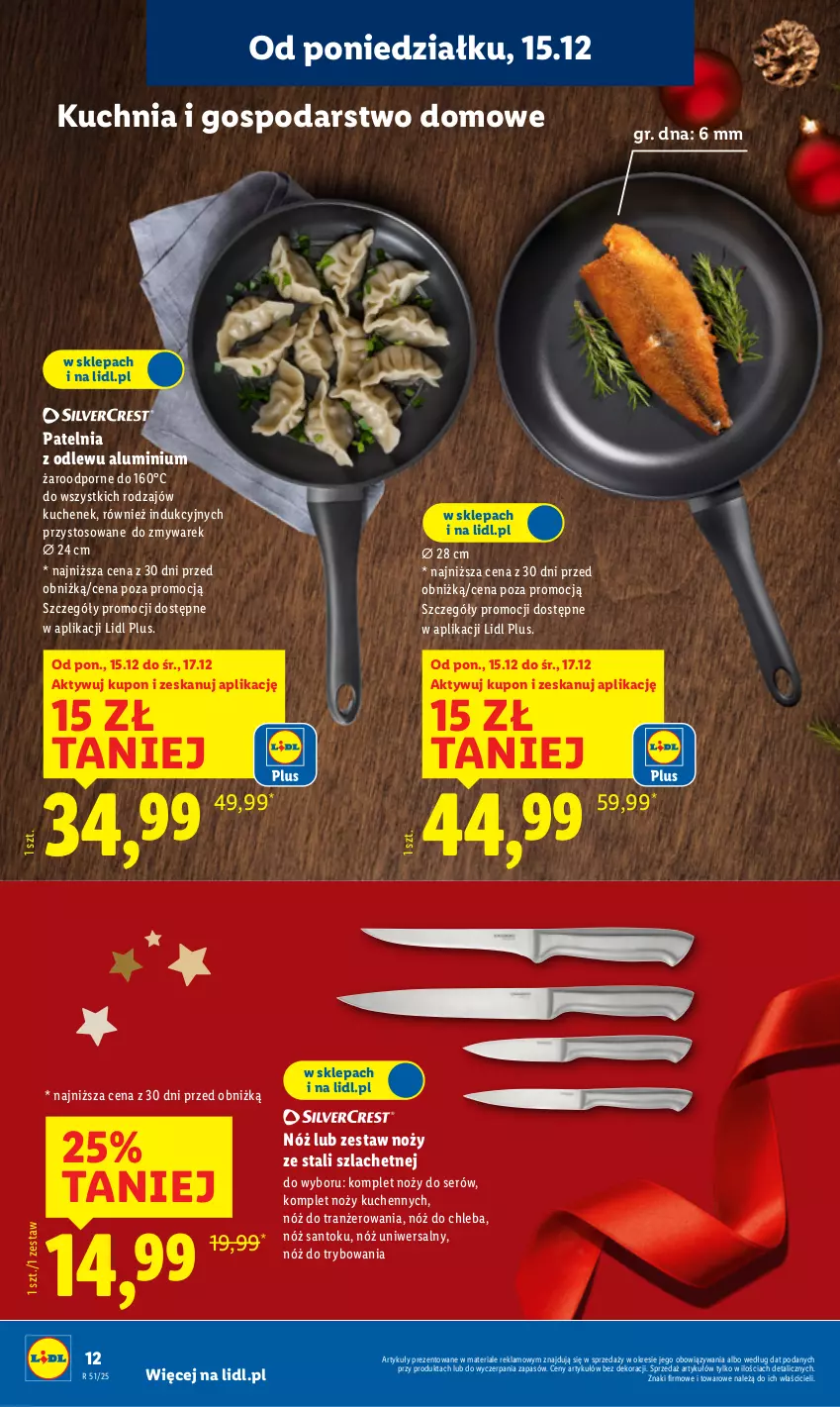 Gazetka promocyjna Lidl - GAZETKA - ważna 15.12 do 21.12.2025 - strona 16 - produkty: Chleb, Kuchnia, Noż, Nóż do chleba, Nóż uniwersalny, Patelnia, Por, Ser, Tran