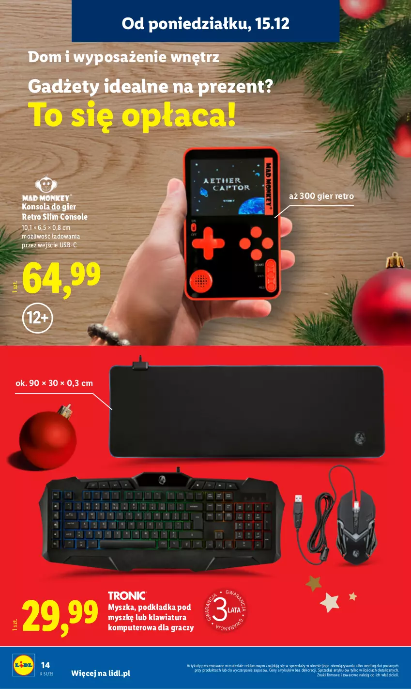 Gazetka promocyjna Lidl - GAZETKA - ważna 15.12 do 21.12.2025 - strona 18 - produkty: Gra, Klawiatura, Komputer, Konsola, Mysz, Podkład, Podkładka, Podkładka pod mysz