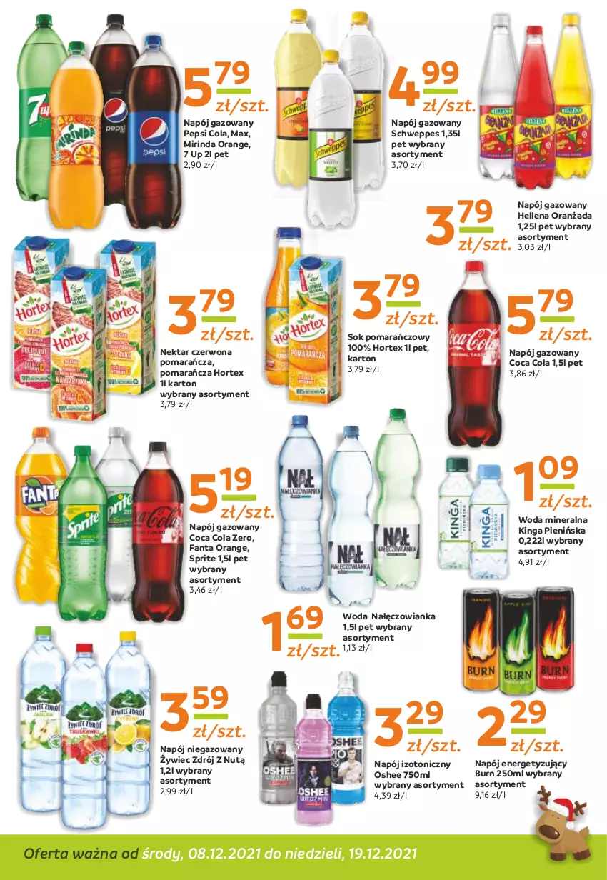 Gazetka promocyjna Gama - Gazetka Gama - ważna 08.12 do 19.12.2021 - strona 10 - produkty: Fa, Fanta, Hellena, Hortex, Mirinda, Nałęczowianka, Napój, Napój gazowany, Napój izotoniczny, Napój niegazowany, Nektar, Oranżada, Oshee, Pepsi, Schweppes, Sok, Sok pomarańczowy, Sprite, Woda, Woda mineralna