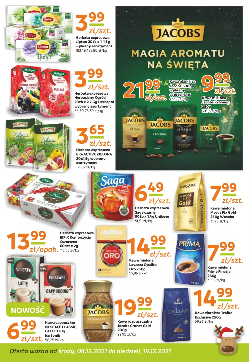 Gazetka promocyjna Gama - Gazetka Gama - ważna 08.12 do 19.12.2021 - strona 6 - produkty: Cappuccino, Herbapol, Herbata, Jacobs, Kawa, Kawa mielona, Kawa rozpuszczalna, Kawa ziarnista, Lavazza, Lipton, Mocca Fix Gold, Ogród, Prima, Saga, Tchibo, Tonik, Woseba